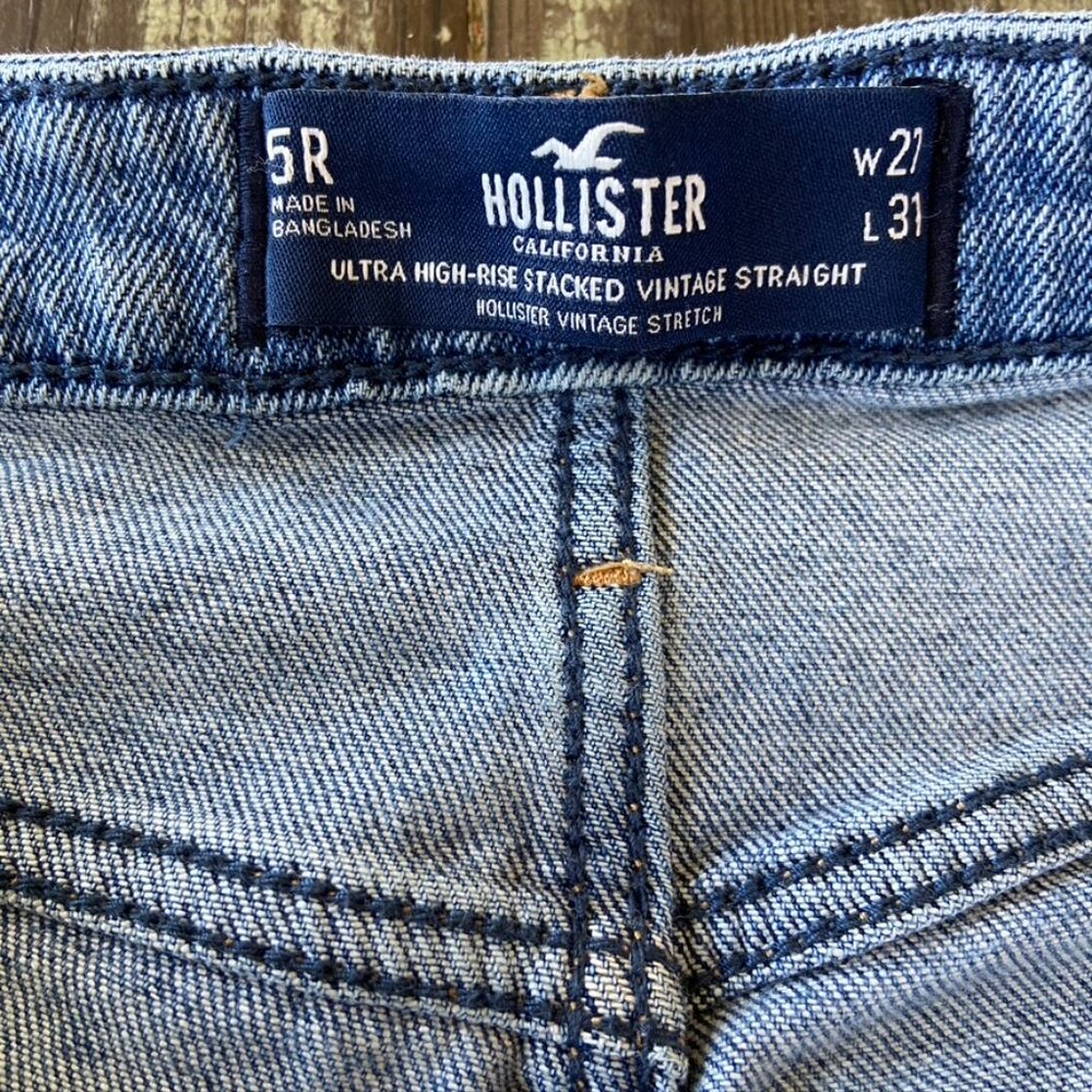 90's Y2K Distressed Hollister Vintage Stretch Acid wash Jeans Sz 5R - Picture 6 of 8